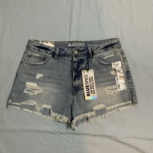 Blue Spice High Waist Blue Jean Shorts Size 11 Women's  Distressed